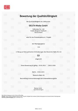 Supplier assessment Q1 of DB AG